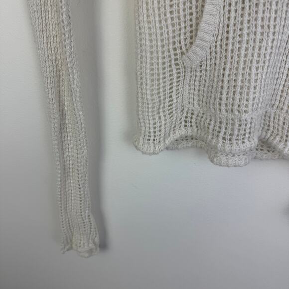 Abercrombie & Fitch Womens Long Sleeve Open Knit White Hooded Sweater Medium - Picture 4 of 13